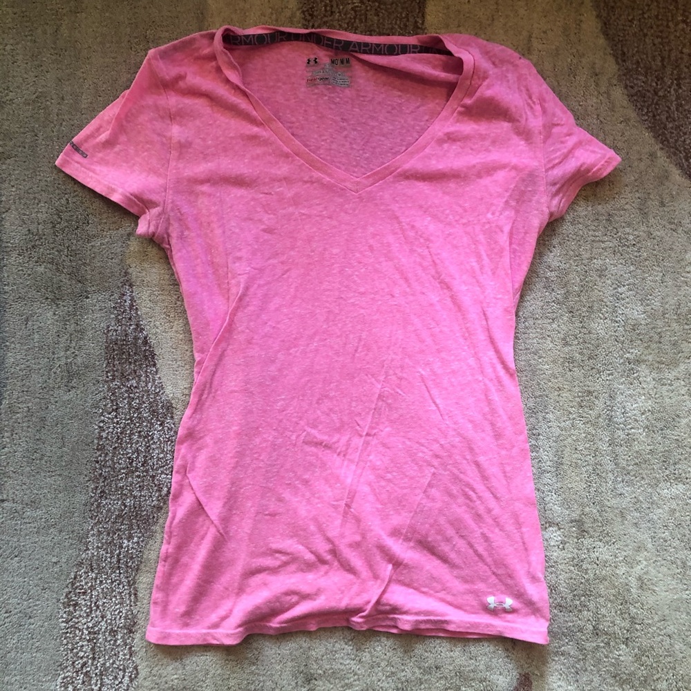 Pink under armor fitted shirt